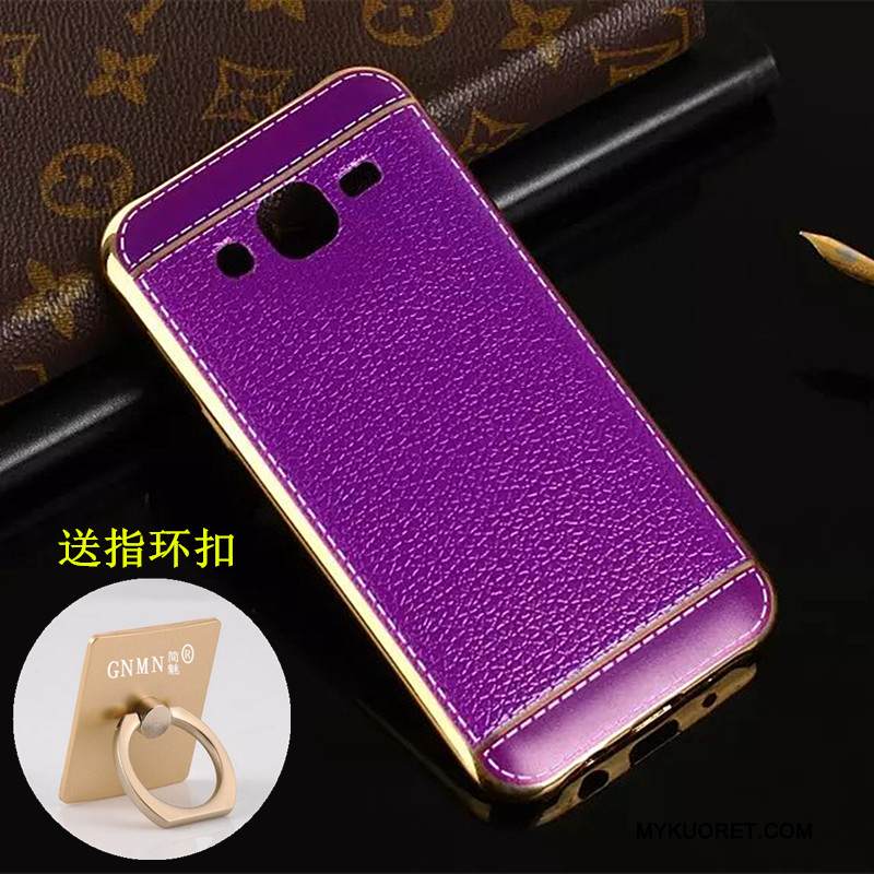 Kuori Samsung Galaxy J7 2015 Nahka Kukkakuvio Pinnoitus, Kotelo Samsung Galaxy J7 2015 Suojaus Puhelimen Kuoret