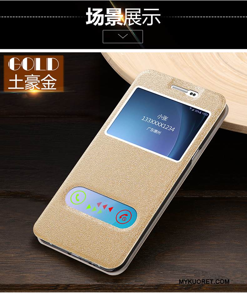 Kuori Samsung Galaxy J7 2015 Nahka Puhelimen Kuoret Kulta, Kotelo Samsung Galaxy J7 2015 Suojaus Uusi