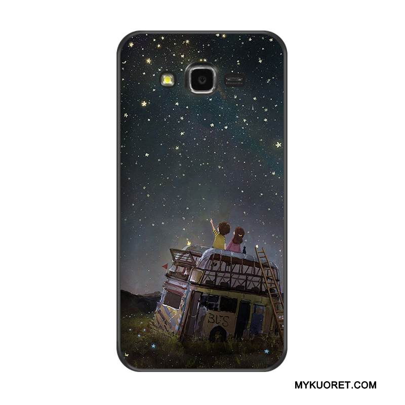 Kuori Samsung Galaxy J7 2015 Pehmeä Neste Kova Puhelimen Kuoret, Kotelo Samsung Galaxy J7 2015 Silikoni Murtumaton Punainen