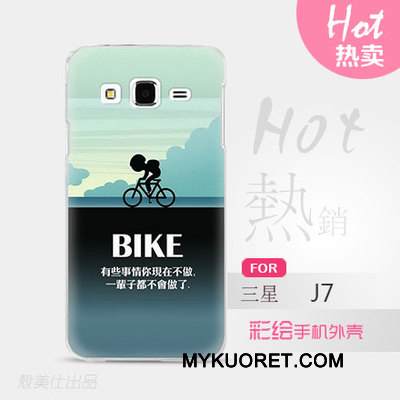 Kuori Samsung Galaxy J7 2015 Sarjakuva Ohut Ultra, Kotelo Samsung Galaxy J7 2015 Suojaus Sininen Kova