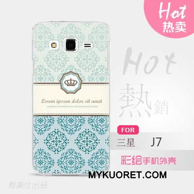 Kuori Samsung Galaxy J7 2015 Sarjakuva Ohut Ultra, Kotelo Samsung Galaxy J7 2015 Suojaus Sininen Kova