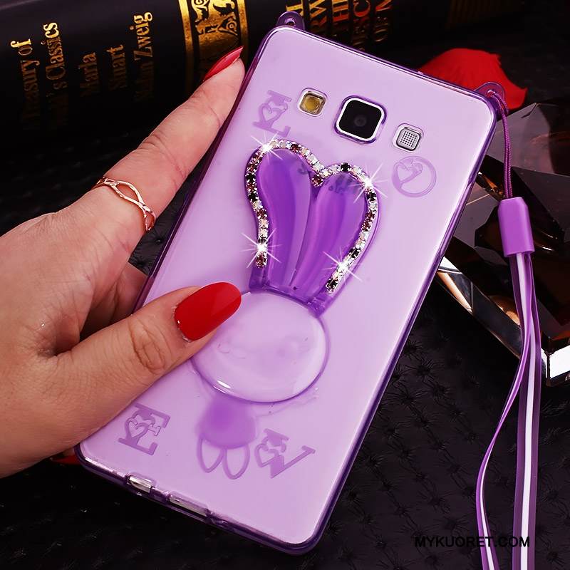 Kuori Samsung Galaxy J7 2015 Silikoni Ripustettavat Koristeet Läpinäkyvä, Kotelo Samsung Galaxy J7 2015 Sarjakuva Violetti
