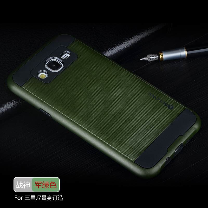 Kuori Samsung Galaxy J7 2015 Suojaus Persoonallisuus Uusi, Kotelo Samsung Galaxy J7 2015 Laukut Tummanvihreä Puhelimen Kuoret