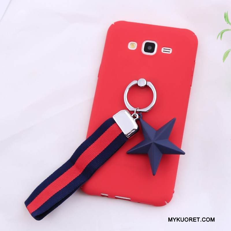 Kuori Samsung Galaxy J7 2015 Suojaus Punainen Puhelimen Kuoret, Kotelo Samsung Galaxy J7 2015 Pesty Suede Trendi