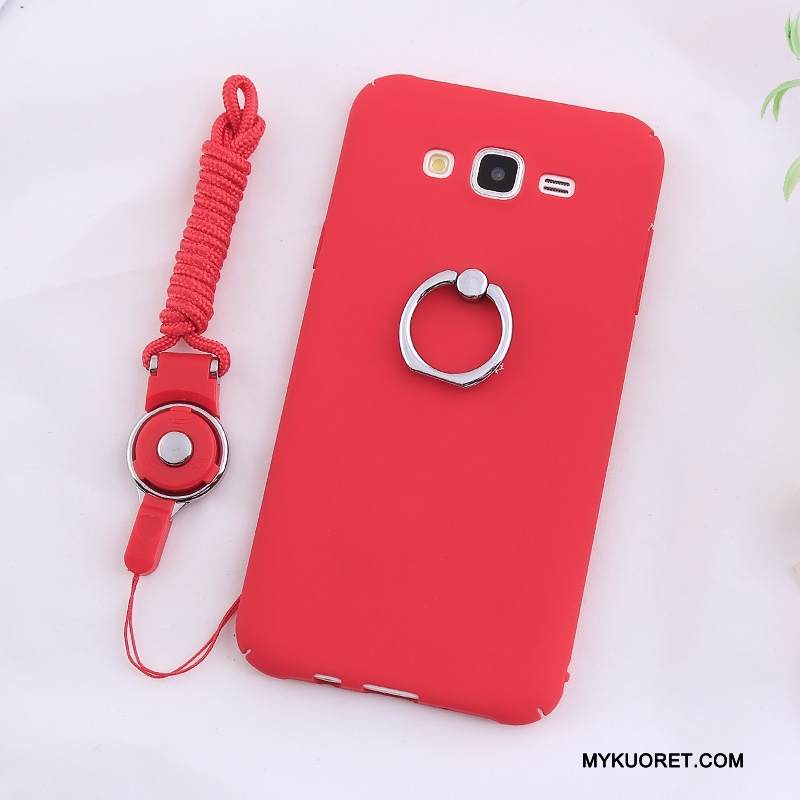 Kuori Samsung Galaxy J7 2015 Suojaus Punainen Puhelimen Kuoret, Kotelo Samsung Galaxy J7 2015 Pesty Suede Trendi