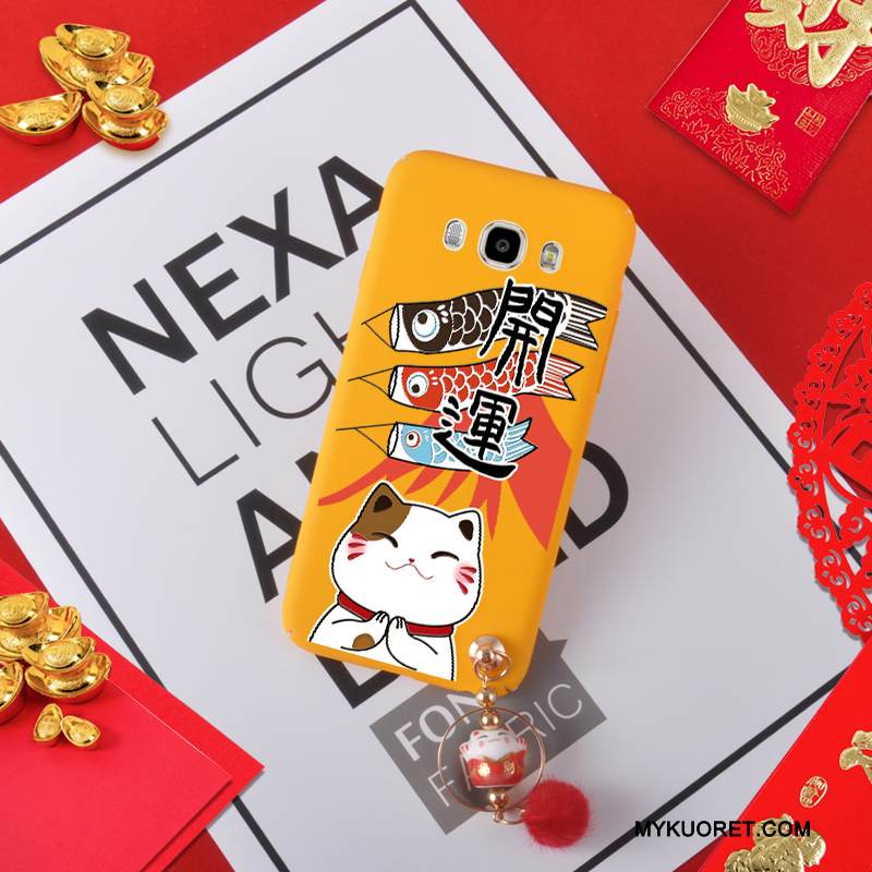 Kuori Samsung Galaxy J7 2016 Keltainen Kova, Kotelo Samsung Galaxy J7 2016 Puhelimen Kuoret Kissa