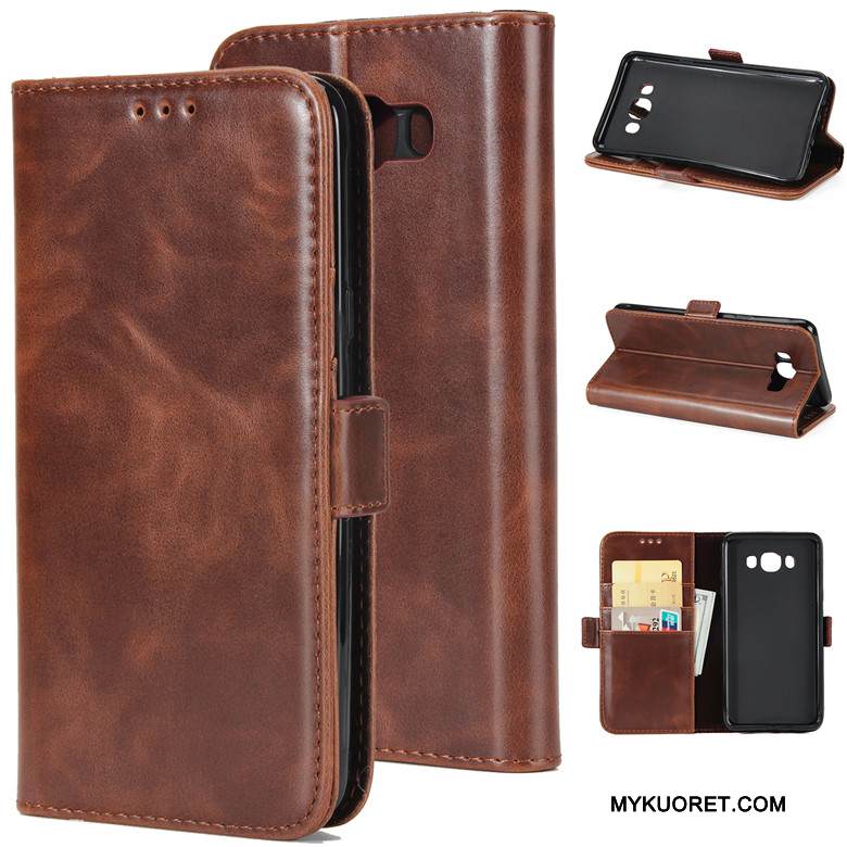 Kuori Samsung Galaxy J7 2016 Nahka Punainen Puhelimen Kuoret, Kotelo Samsung Galaxy J7 2016 Kuoret Murtumaton