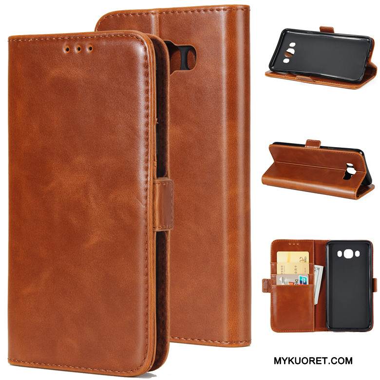 Kuori Samsung Galaxy J7 2016 Nahka Punainen Puhelimen Kuoret, Kotelo Samsung Galaxy J7 2016 Kuoret Murtumaton