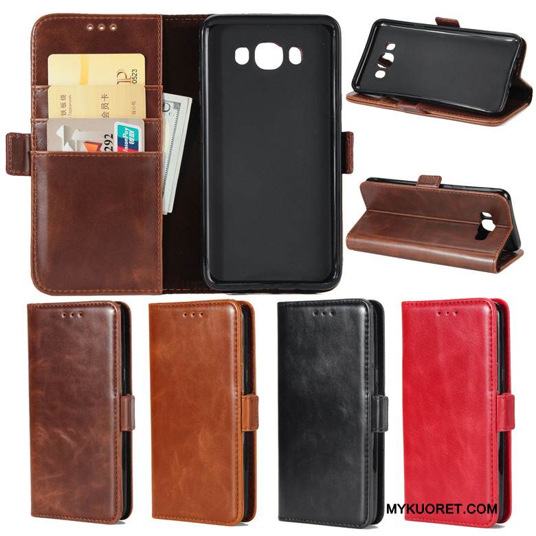 Kuori Samsung Galaxy J7 2016 Nahka Punainen Puhelimen Kuoret, Kotelo Samsung Galaxy J7 2016 Kuoret Murtumaton