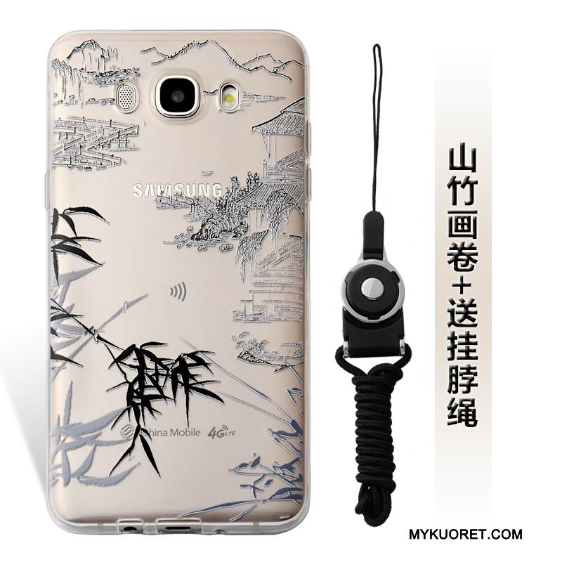 Kuori Samsung Galaxy J7 2016 Pehmeä Neste Vihreä Puhelimen Kuoret, Kotelo Samsung Galaxy J7 2016 Kohokuviointi Ripustettavat Koristeet