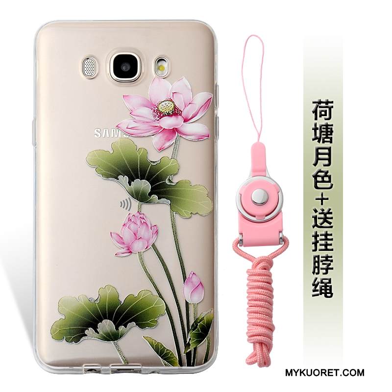 Kuori Samsung Galaxy J7 2016 Pehmeä Neste Vihreä Puhelimen Kuoret, Kotelo Samsung Galaxy J7 2016 Kohokuviointi Ripustettavat Koristeet