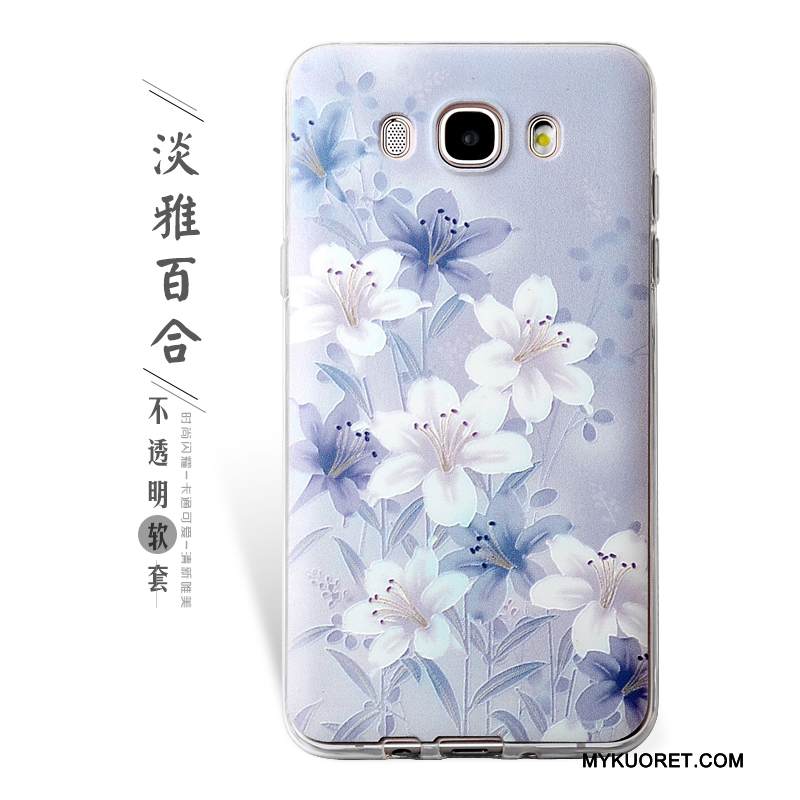 Kuori Samsung Galaxy J7 2016 Pehmeä Neste Violetti Murtumaton, Kotelo Samsung Galaxy J7 2016 Kohokuviointi Puhelimen Kuoret