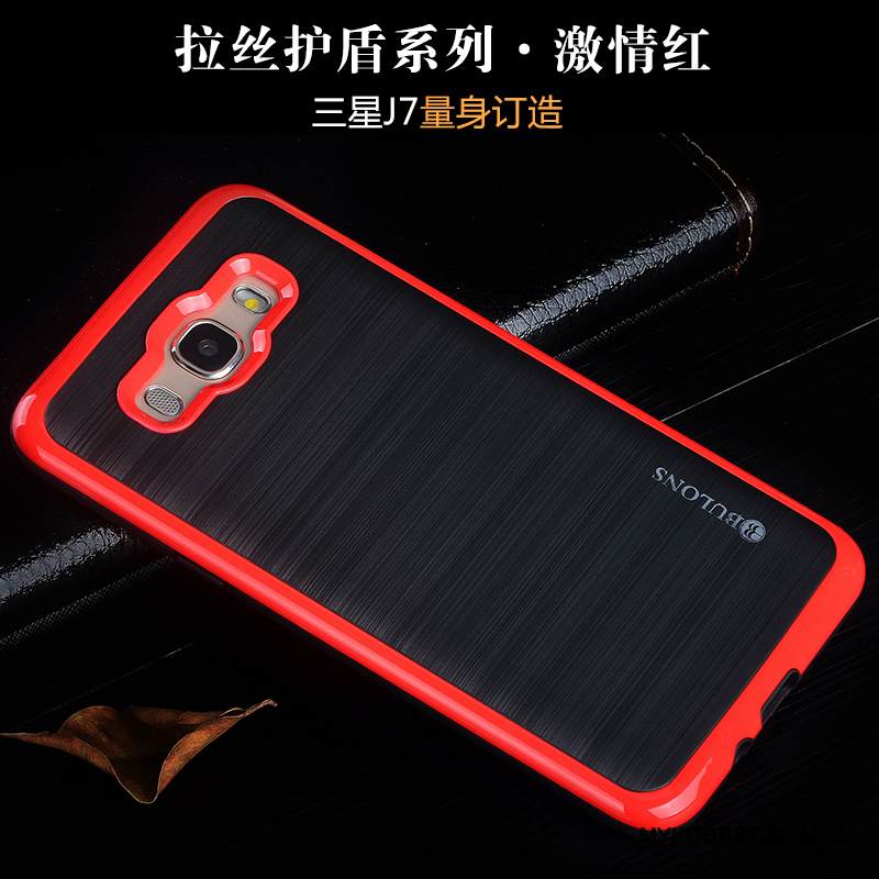 Kuori Samsung Galaxy J7 2016 Silikoni Murtumaton Puhelimen Kuoret, Kotelo Samsung Galaxy J7 2016 Laukut Trendi Punainen