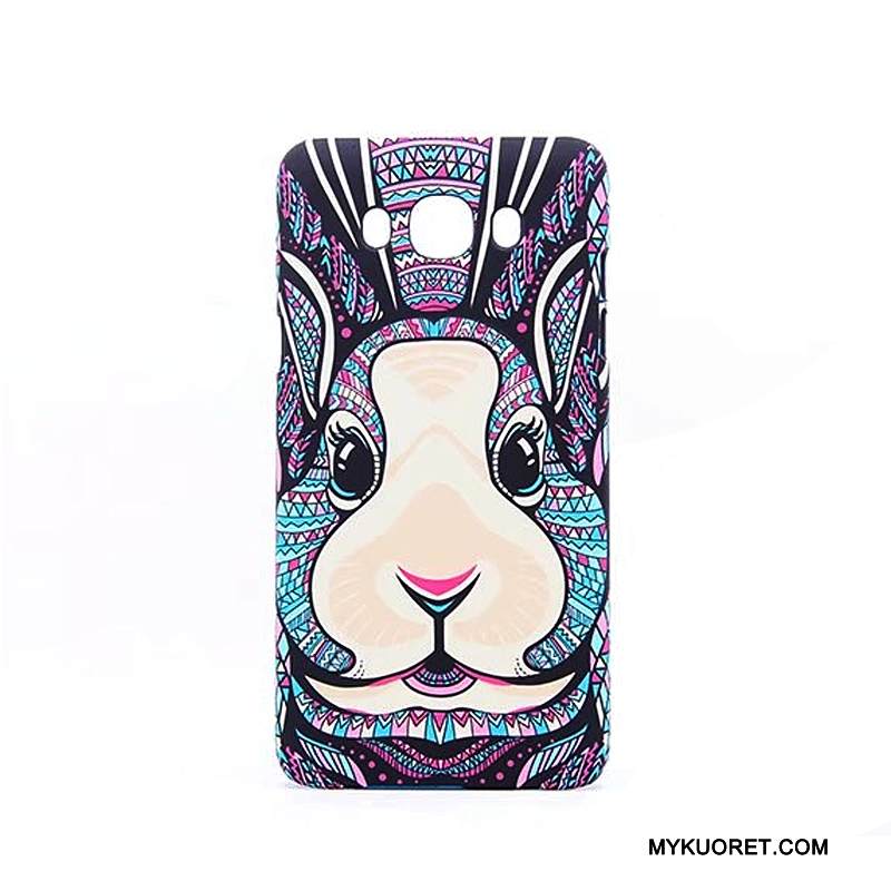 Kuori Samsung Galaxy J7 2016 Suojaus Sininen Pesty Suede, Kotelo Samsung Galaxy J7 2016 Sarjakuva Kirkas Puhelimen Kuoret