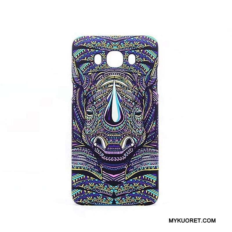 Kuori Samsung Galaxy J7 2016 Suojaus Sininen Pesty Suede, Kotelo Samsung Galaxy J7 2016 Sarjakuva Kirkas Puhelimen Kuoret