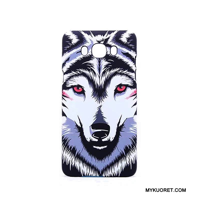 Kuori Samsung Galaxy J7 2016 Suojaus Sininen Pesty Suede, Kotelo Samsung Galaxy J7 2016 Sarjakuva Kirkas Puhelimen Kuoret