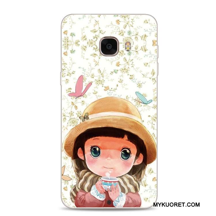 Kuori Samsung Galaxy J7 2017 Kohokuviointi Vaalean Kukka, Kotelo Samsung Galaxy J7 2017 Silikoni Vihreä Puhelimen Kuoret