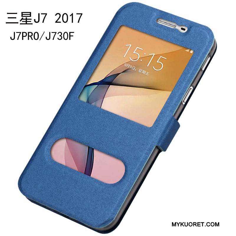 Kuori Samsung Galaxy J7 2017 Nahka Puhelimen Kuoret Punainen, Kotelo Samsung Galaxy J7 2017 Laukut