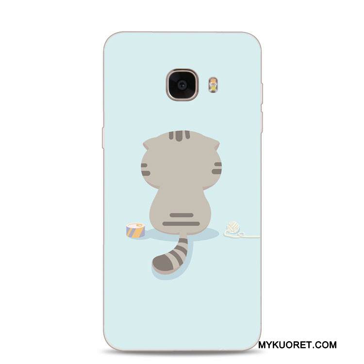 Kuori Samsung Galaxy J7 2017 Pehmeä Neste Kissa Puhelimen Kuoret, Kotelo Samsung Galaxy J7 2017 Kohokuviointi Vaaleansininen Harmaa