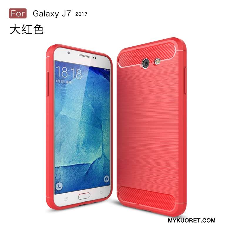 Kuori Samsung Galaxy J7 2017 Pehmeä Neste Puhelimen Kuoret Kukkakuvio, Kotelo Samsung Galaxy J7 2017 Suojaus Musta Johdin