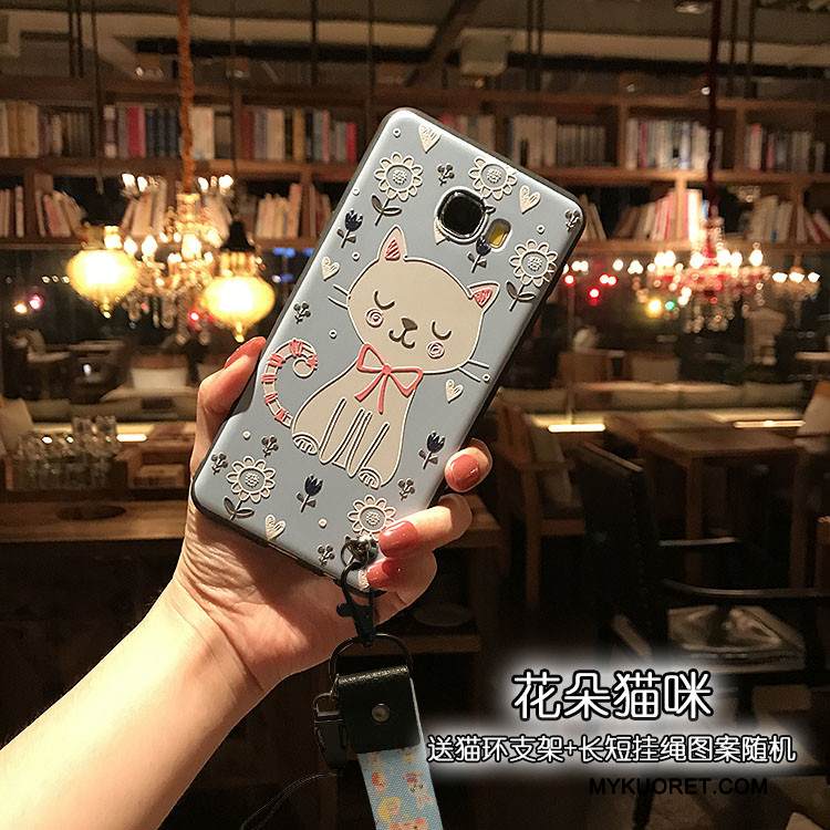 Kuori Samsung Galaxy J7 2017 Pehmeä Neste Ripustettava Kaula Ripustettavat Koristeet, Kotelo Samsung Galaxy J7 2017 Kohokuviointi Puhelimen Kuoret Sininen