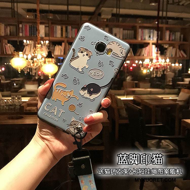 Kuori Samsung Galaxy J7 2017 Pehmeä Neste Ripustettava Kaula Ripustettavat Koristeet, Kotelo Samsung Galaxy J7 2017 Kohokuviointi Puhelimen Kuoret Sininen