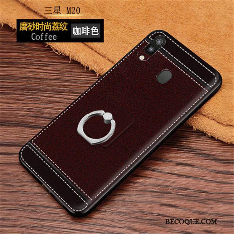 Kuori Samsung Galaxy M20 Laukut Pesty Suede Murtumaton, Kotelo Samsung Galaxy M20 Pehmeä Neste Kukkakuvio Persoonallisuus