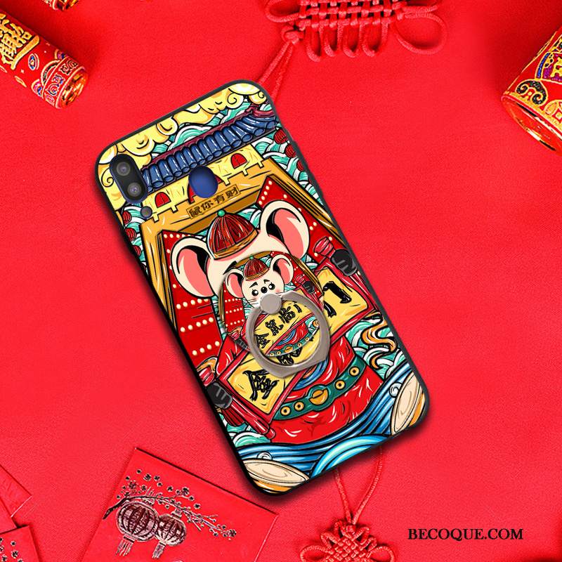 Kuori Samsung Galaxy M20 Laukut Puhelimen Kuoret Kiinalainen Tyyli, Kotelo Samsung Galaxy M20 Suojaus Rikkaus Punainen