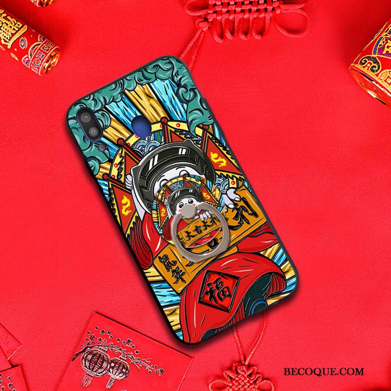 Kuori Samsung Galaxy M20 Laukut Puhelimen Kuoret Kiinalainen Tyyli, Kotelo Samsung Galaxy M20 Suojaus Rikkaus Punainen