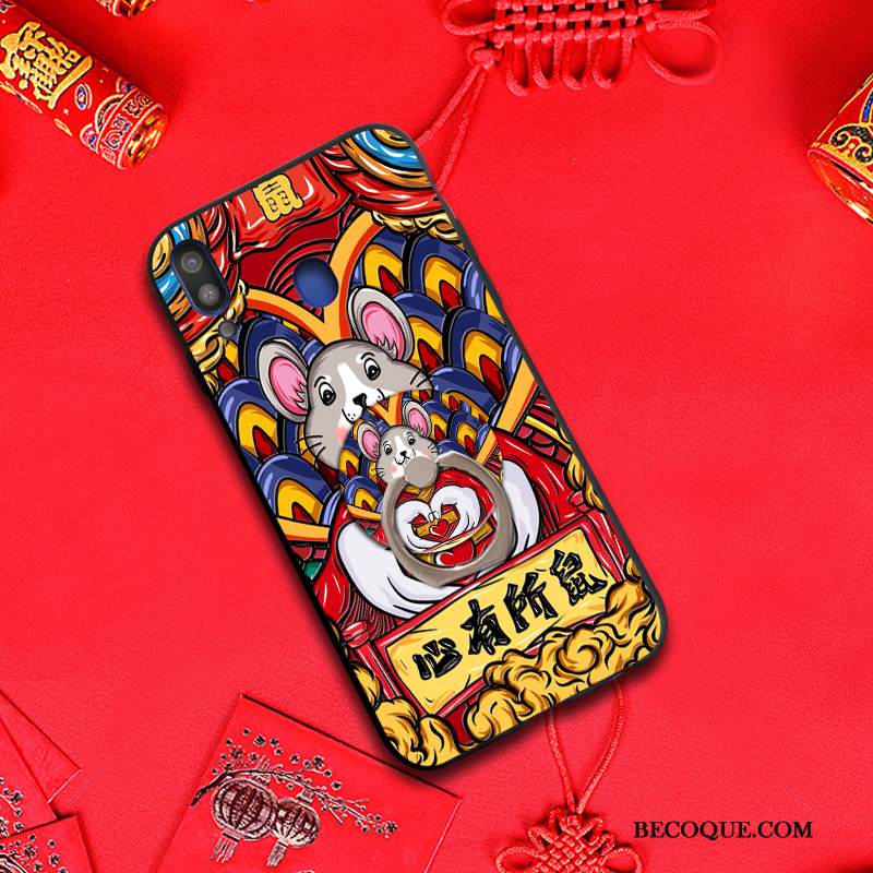 Kuori Samsung Galaxy M20 Laukut Puhelimen Kuoret Kiinalainen Tyyli, Kotelo Samsung Galaxy M20 Suojaus Rikkaus Punainen