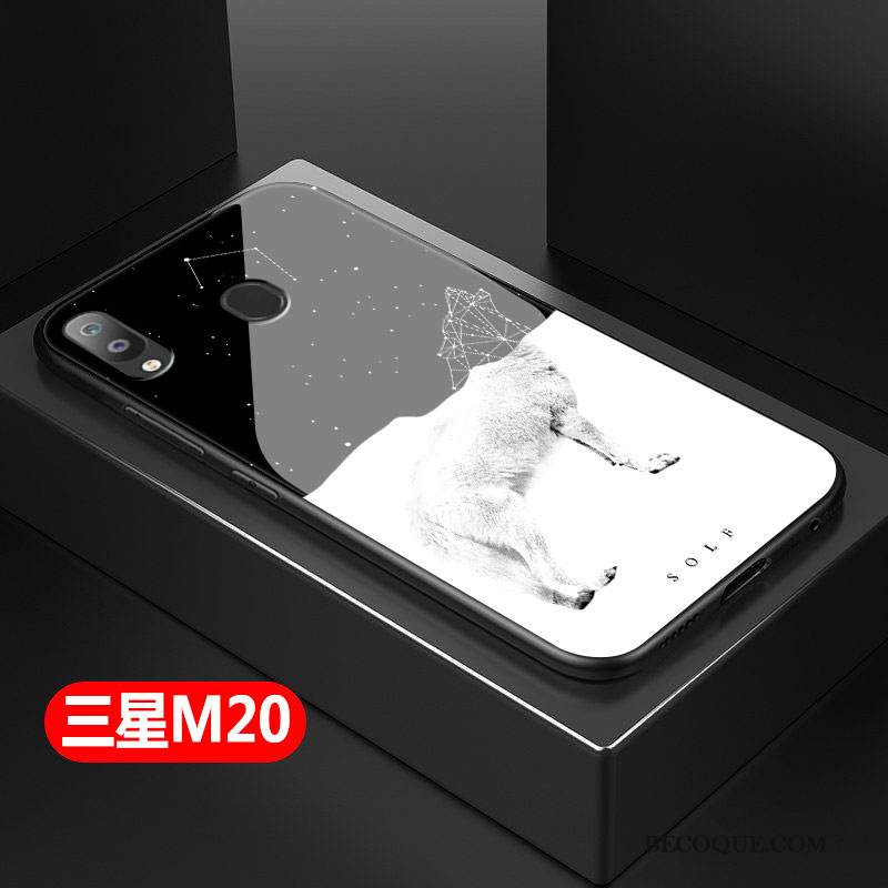 Kuori Samsung Galaxy M20 Luova Lasi Persoonallisuus, Kotelo Samsung Galaxy M20 Laukut Musta Puhelimen Kuoret