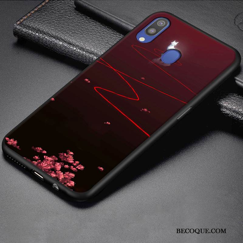 Kuori Samsung Galaxy M20 Pehmeä Neste Muokata Puhelimen Kuoret, Kotelo Samsung Galaxy M20 Suojaus Pesty Suede Punainen