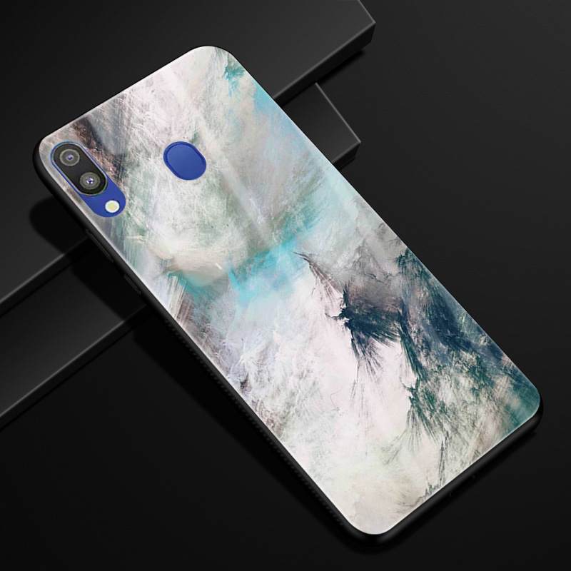 Kuori Samsung Galaxy M20 Ylellisyys Puhelimen Kuoret Tähtitaivas, Kotelo Samsung Galaxy M20 Laukut Musta Kukkakuvio