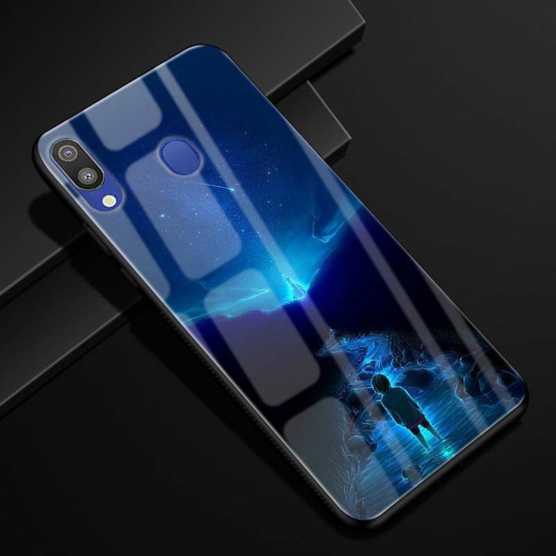 Kuori Samsung Galaxy M20 Ylellisyys Puhelimen Kuoret Tähtitaivas, Kotelo Samsung Galaxy M20 Laukut Musta Kukkakuvio