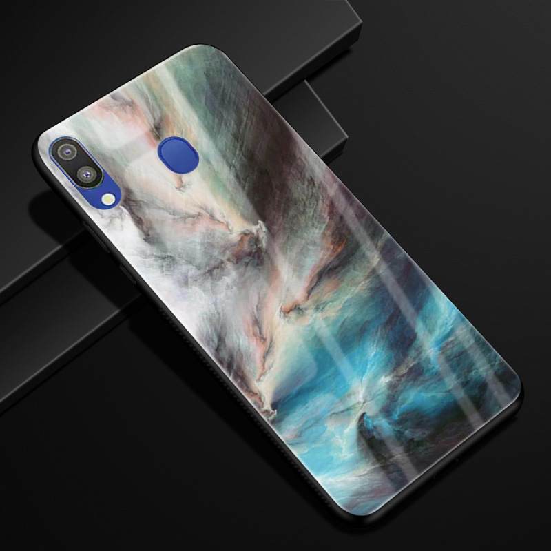 Kuori Samsung Galaxy M20 Ylellisyys Puhelimen Kuoret Tähtitaivas, Kotelo Samsung Galaxy M20 Laukut Musta Kukkakuvio