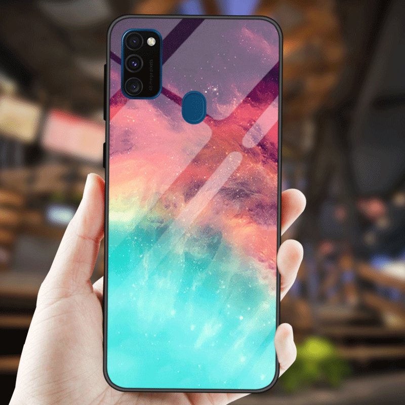 Kuori Samsung Galaxy M30s Laukut Peili Yksinkertainen, Kotelo Samsung Galaxy M30s Suojaus Puhelimen Kuoret Sininen