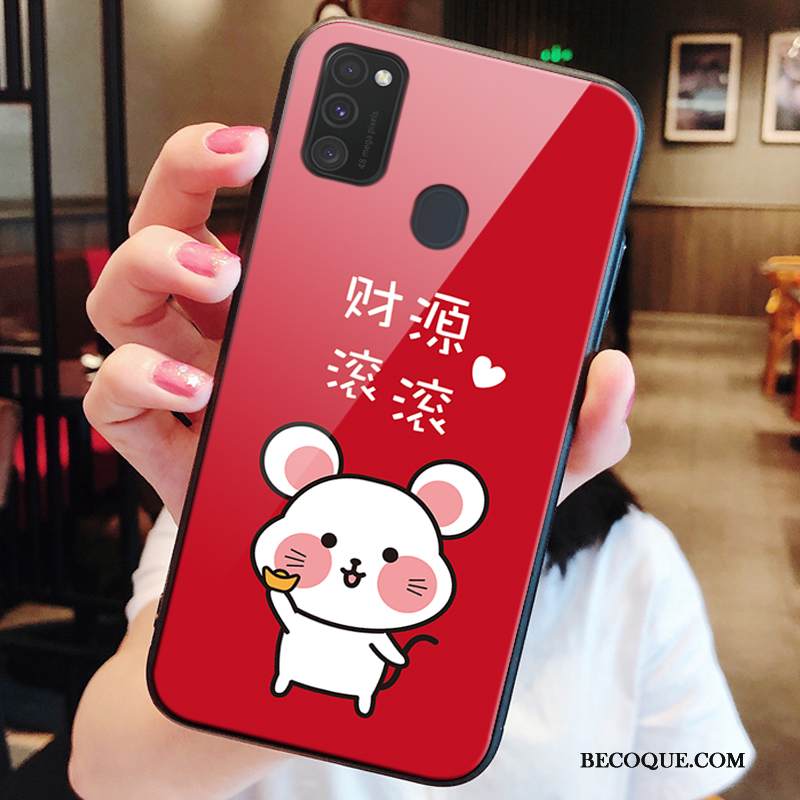 Kuori Samsung Galaxy M30s Laukut Punainen Rotta, Kotelo Samsung Galaxy M30s Suojaus Lasi Rikkaus