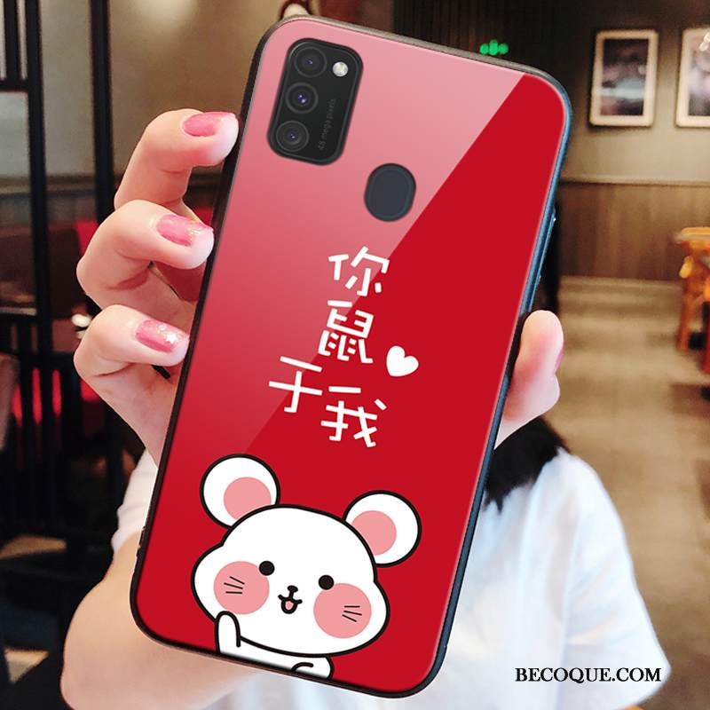 Kuori Samsung Galaxy M30s Laukut Punainen Rotta, Kotelo Samsung Galaxy M30s Suojaus Lasi Rikkaus