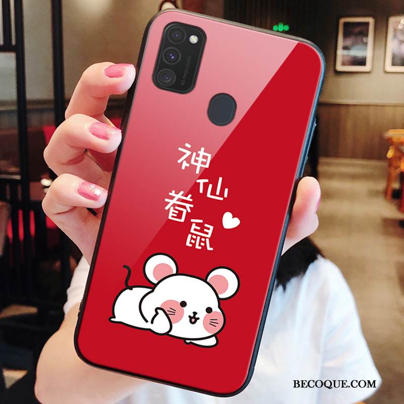 Kuori Samsung Galaxy M30s Laukut Punainen Rotta, Kotelo Samsung Galaxy M30s Suojaus Lasi Rikkaus