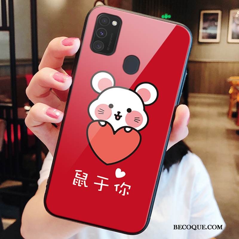 Kuori Samsung Galaxy M30s Laukut Punainen Rotta, Kotelo Samsung Galaxy M30s Suojaus Lasi Rikkaus