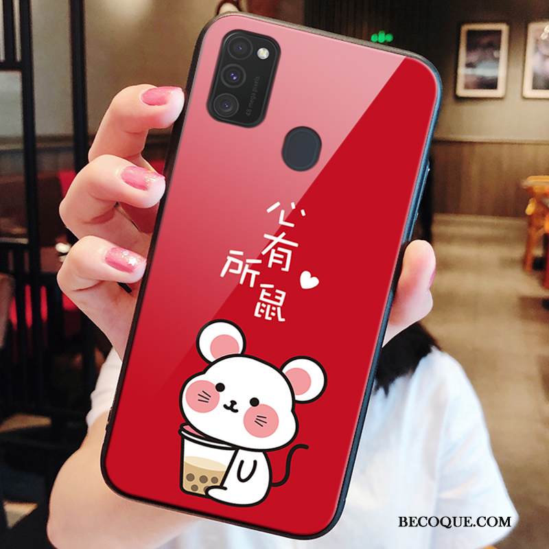 Kuori Samsung Galaxy M30s Laukut Punainen Rotta, Kotelo Samsung Galaxy M30s Suojaus Lasi Rikkaus