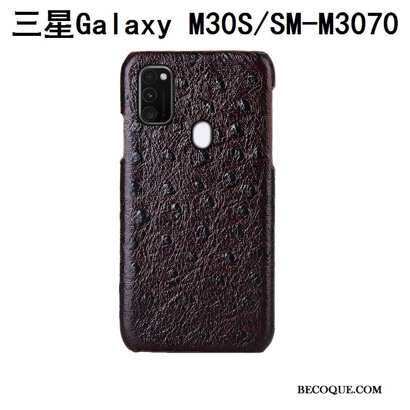 Kuori Samsung Galaxy M30s Nahka Muokata Musta, Kotelo Samsung Galaxy M30s Suojaus Takakansi Kukkakuvio