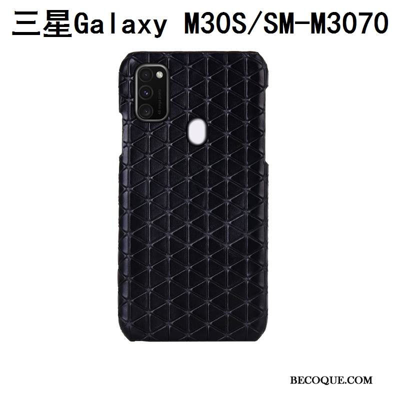 Kuori Samsung Galaxy M30s Nahka Puhelimen Kuoret Pleedi, Kotelo Samsung Galaxy M30s Tila Sininen Takakansi