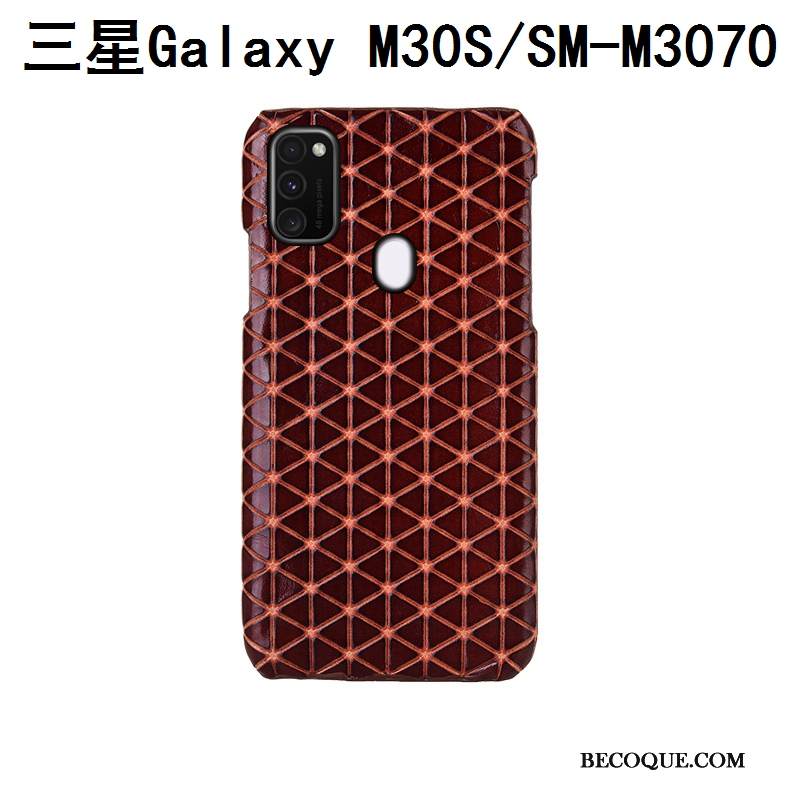 Kuori Samsung Galaxy M30s Nahka Puhelimen Kuoret Pleedi, Kotelo Samsung Galaxy M30s Tila Sininen Takakansi