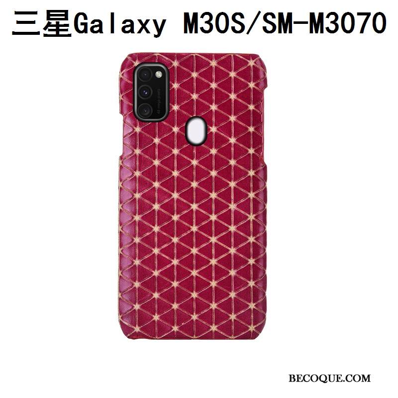 Kuori Samsung Galaxy M30s Nahka Puhelimen Kuoret Pleedi, Kotelo Samsung Galaxy M30s Tila Sininen Takakansi