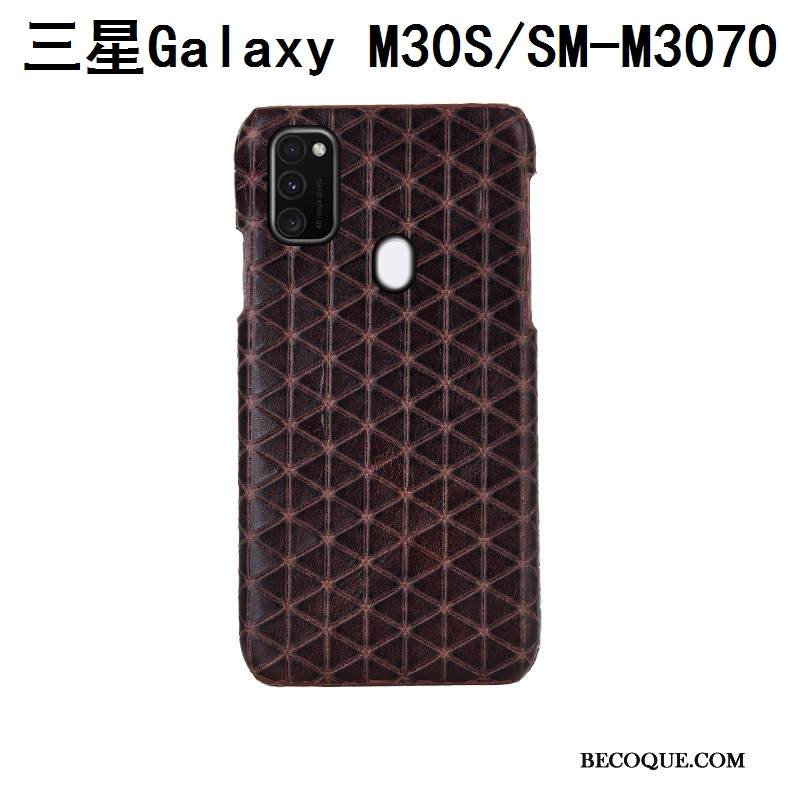 Kuori Samsung Galaxy M30s Nahka Puhelimen Kuoret Pleedi, Kotelo Samsung Galaxy M30s Tila Sininen Takakansi