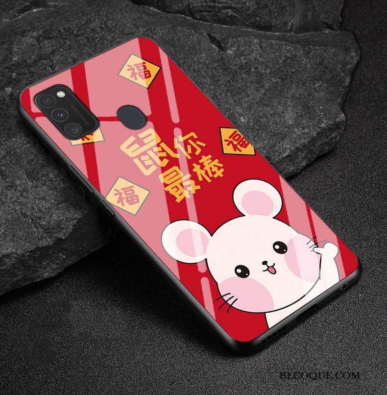 Kuori Samsung Galaxy M30s Silikoni Lasi Rakastunut, Kotelo Samsung Galaxy M30s Suojaus Rikkaus Tide-brändi