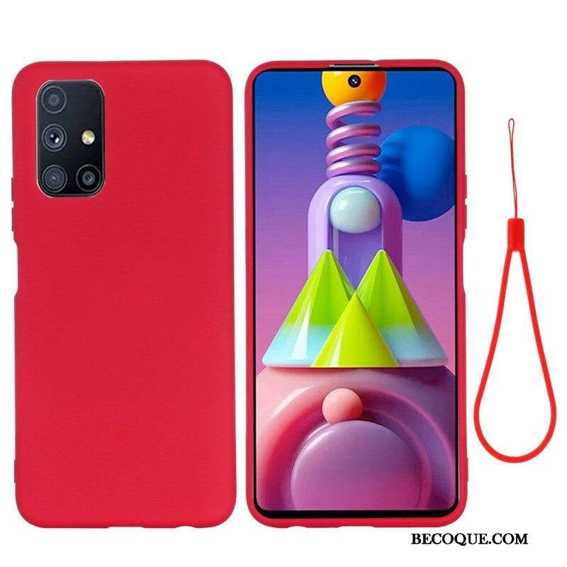 Kuori Samsung Galaxy M51 Nestemäinen Silikoni Kaulanauhalla