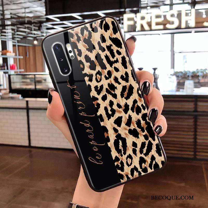 Kuori Samsung Galaxy Note 10+ Laukut Lasi Tide-brändi, Kotelo Samsung Galaxy Note 10+ Jauhe Leopardi