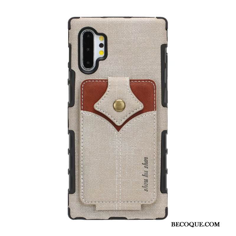 Kuori Samsung Galaxy Note 10+ Laukut Murtumaton Harmaa, Kotelo Samsung Galaxy Note 10+ Nahka Puhelimen Kuoret Kortti